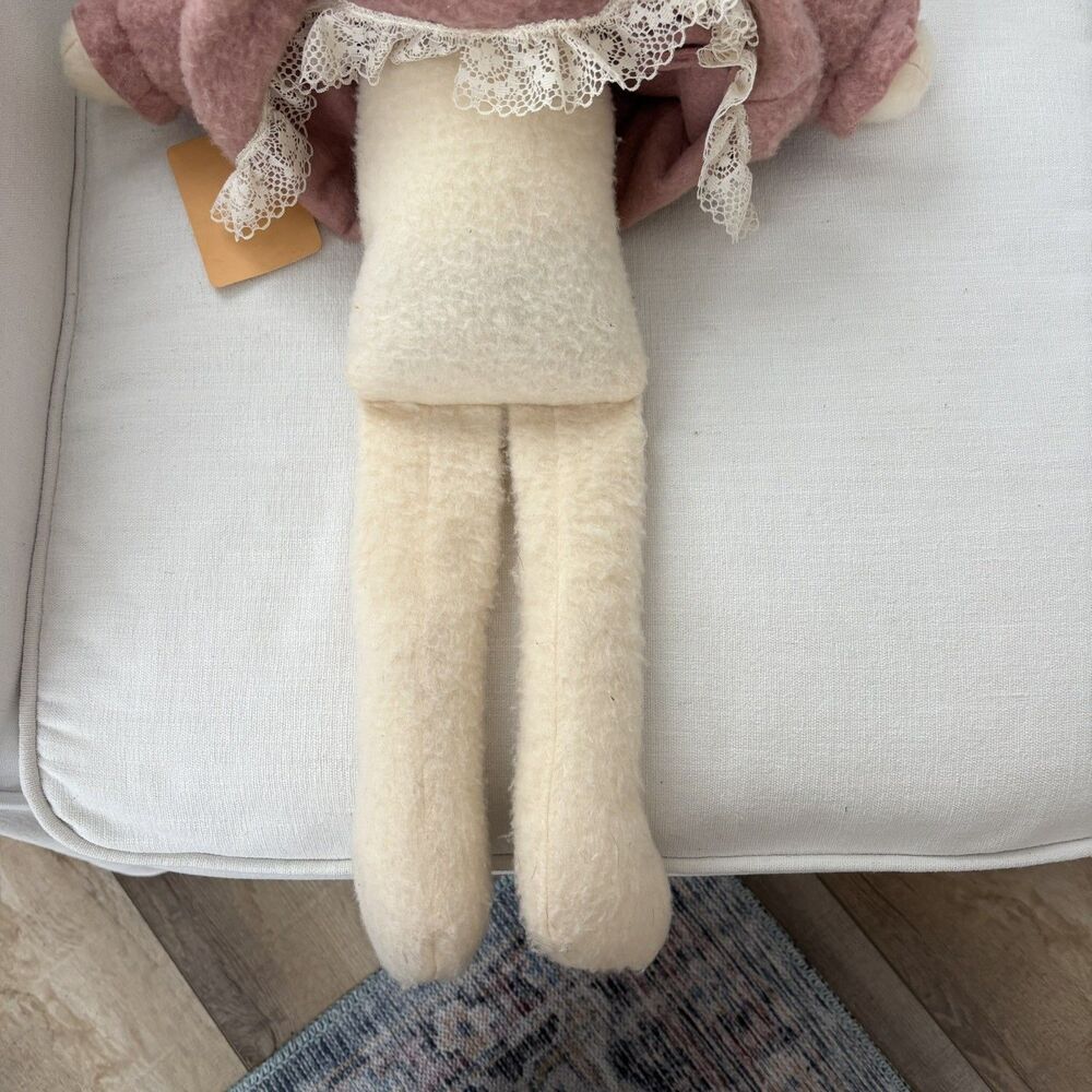 Vintage Handmade Wool Teddy Bear w/ Dress & Hat 23" Soft Stuffed Plush Victoria - Picture 9 of 14